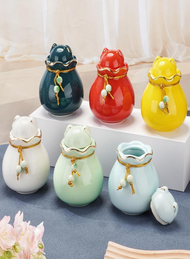SOITIS Pet Memorial Urn for Cat or Dog Ashes - 3.54"x3.15" Elegant Ceramic Keepsake Holder with Cat-Shaped Lid & Gold Trim, Small Cyan Urn for Pet Ashes - Image 5